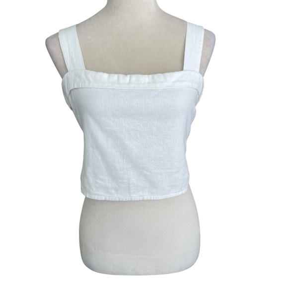 Abercrombie & Fitch Linen Cotton Cropped Top Women Size S Adjustable Strap White - Picture 2 of 6